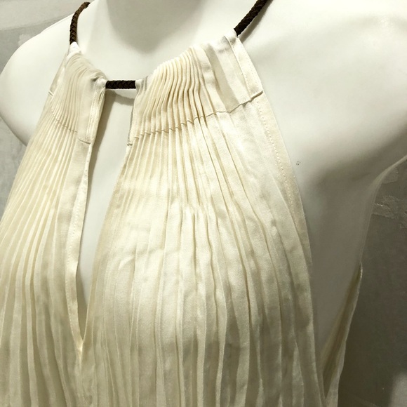 New RALPH LAUREN Ivory Pleated Faux Suede Strap Tunic Top 8 $298 - Picture 2 of 6